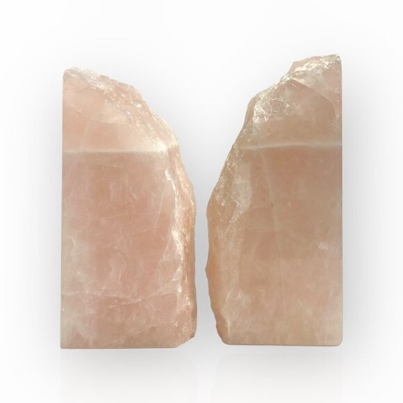 Rose Quartz Bookends Natural Stone Characteristics Pink Crystal Home Decor (AR) - Picture 8 of 16